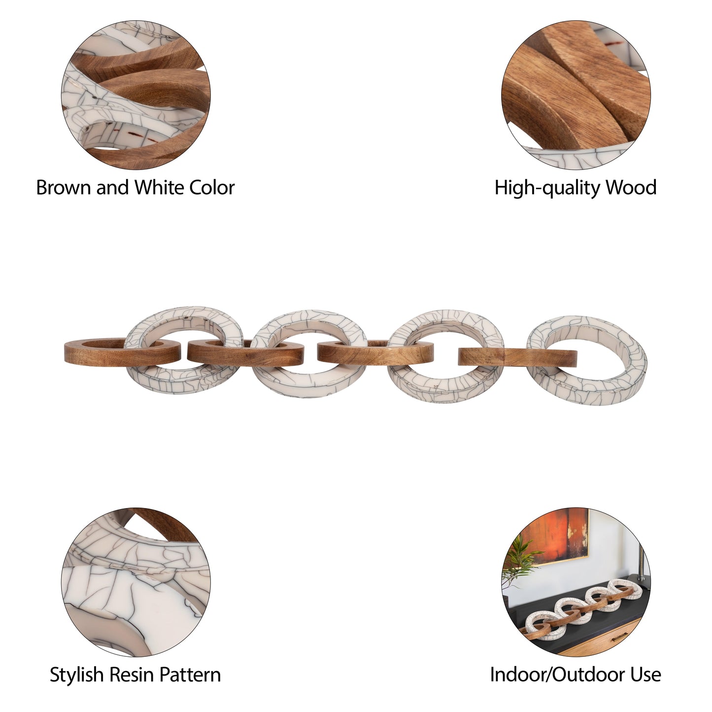 EV19517 |33" Addy Wood  And Resin Link Chain