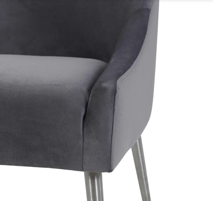 Beatrix Grey Velvet Side Chair with Silver Legs