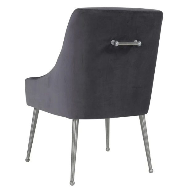 Beatrix Grey Velvet Side Chair with Silver Legs