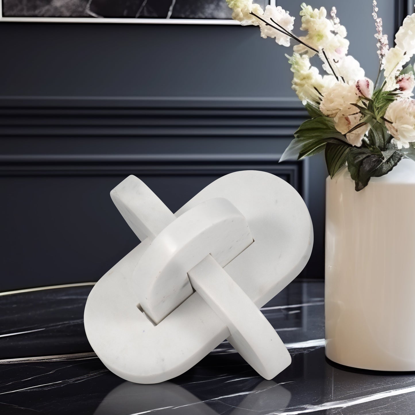 EV19388-02  9" ZARRA GREY MARBLE TRINKET TRAY( Sagebrook Home  )