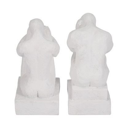 S/2 7" Thinking Man Bookends, White