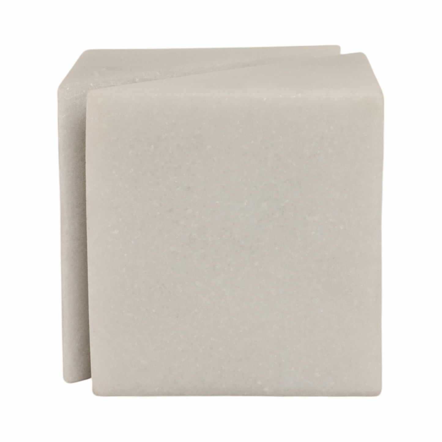 4" Cut Marble Cube, White