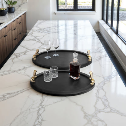 S/2 25/29" Cylde Wood Trays, Black