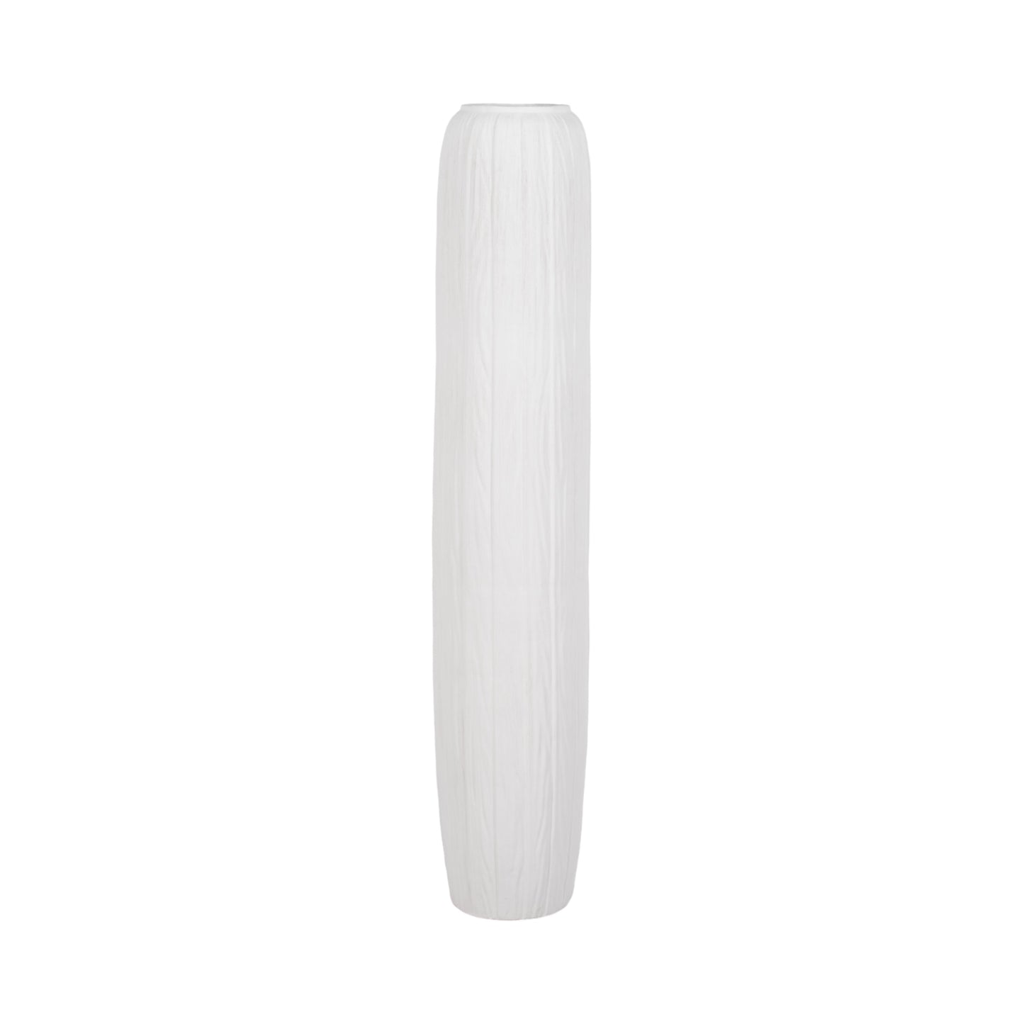 48" Rough Cylinder Floor Vase, White
