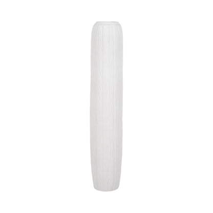 48" Rough Cylinder Floor Vase, White