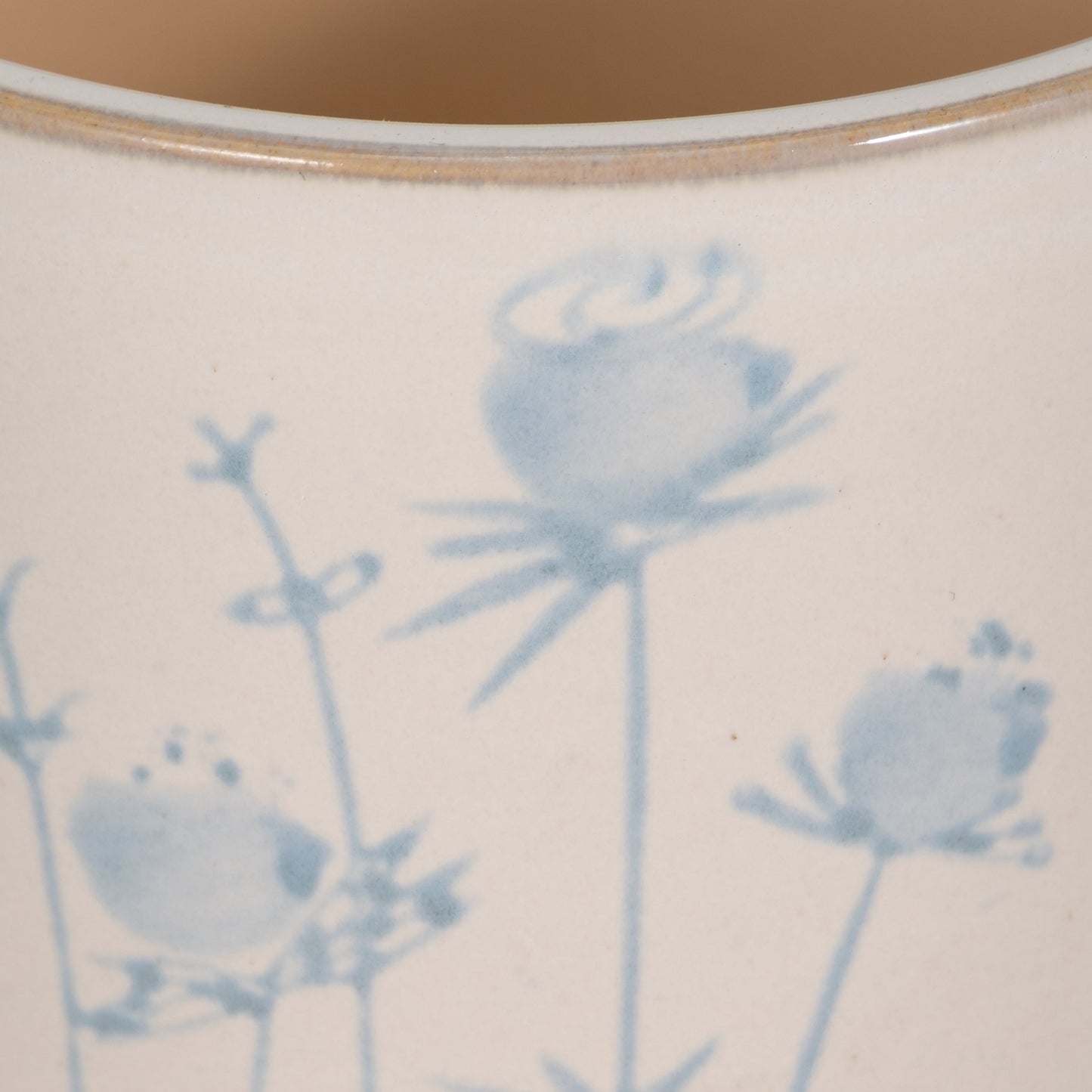 5" Blue Flowers Planter, Ivory/blue