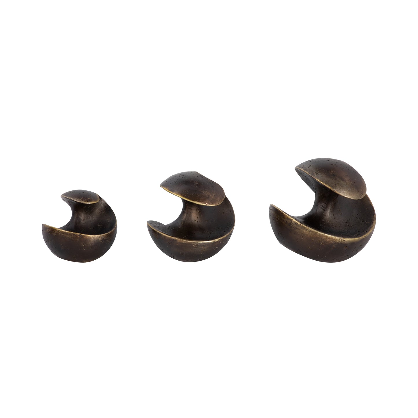 S/3 4/5/6" Kismet Spiral Deco Spheres, Bronze