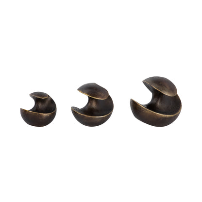 S/3 4/5/6" Kismet Spiral Deco Spheres, Bronze