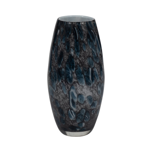 EV19442-02  11" AMALDA LARGE BLUE GLASS VASE( Sagebrook Home  )