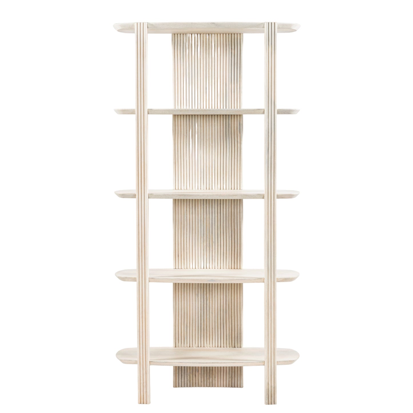 71" Catalina  Fluted Wood Etagere, Cream