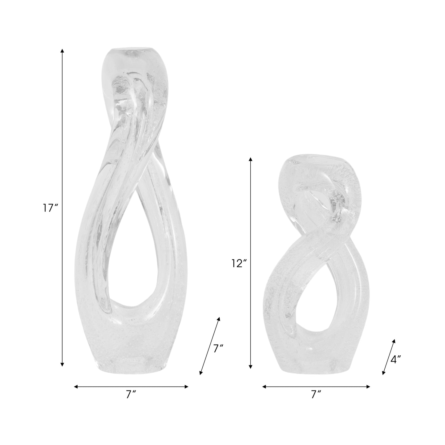 S/2 12/17" Celestine Glass Sculptures, Clear