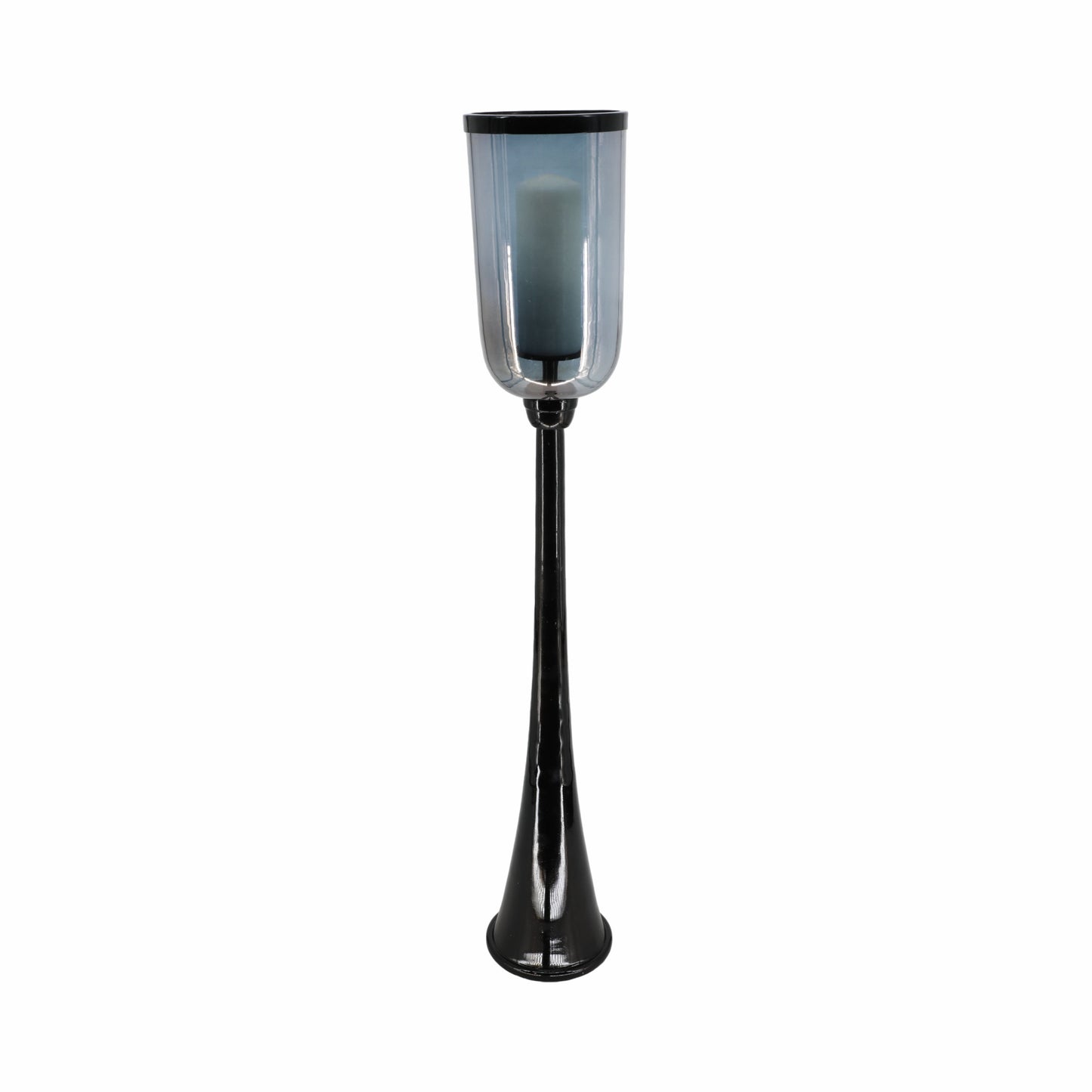 43" Ember Large Black Glass Candle Hurricane