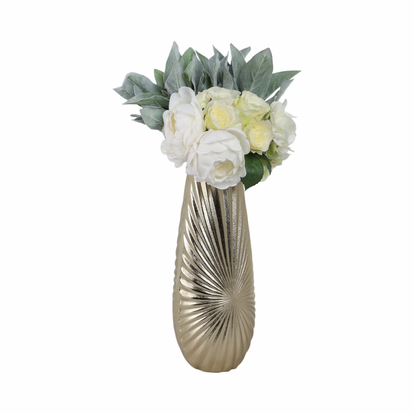 METAL, 16" BURST VASE, CHAMPAGNE