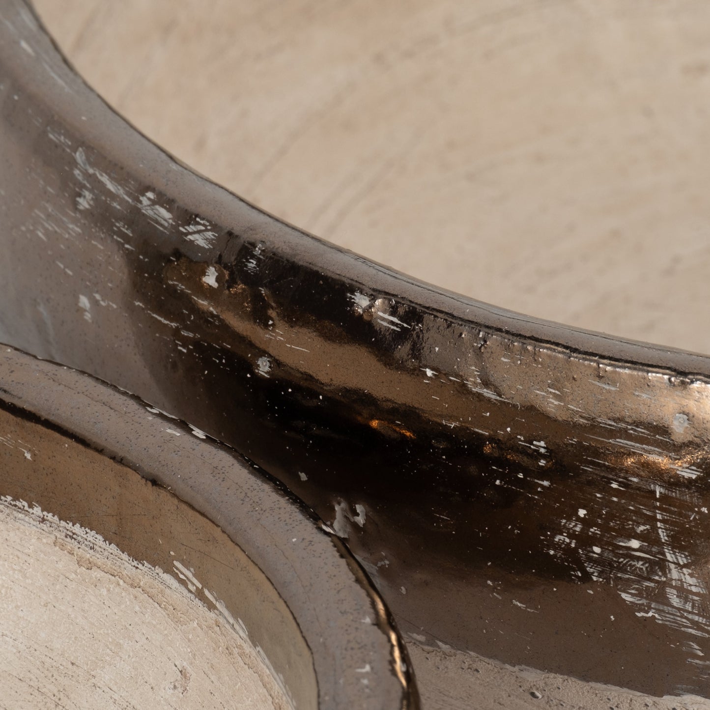 S/2 12/15" Gold Rim Terracotta Bowls, Grey