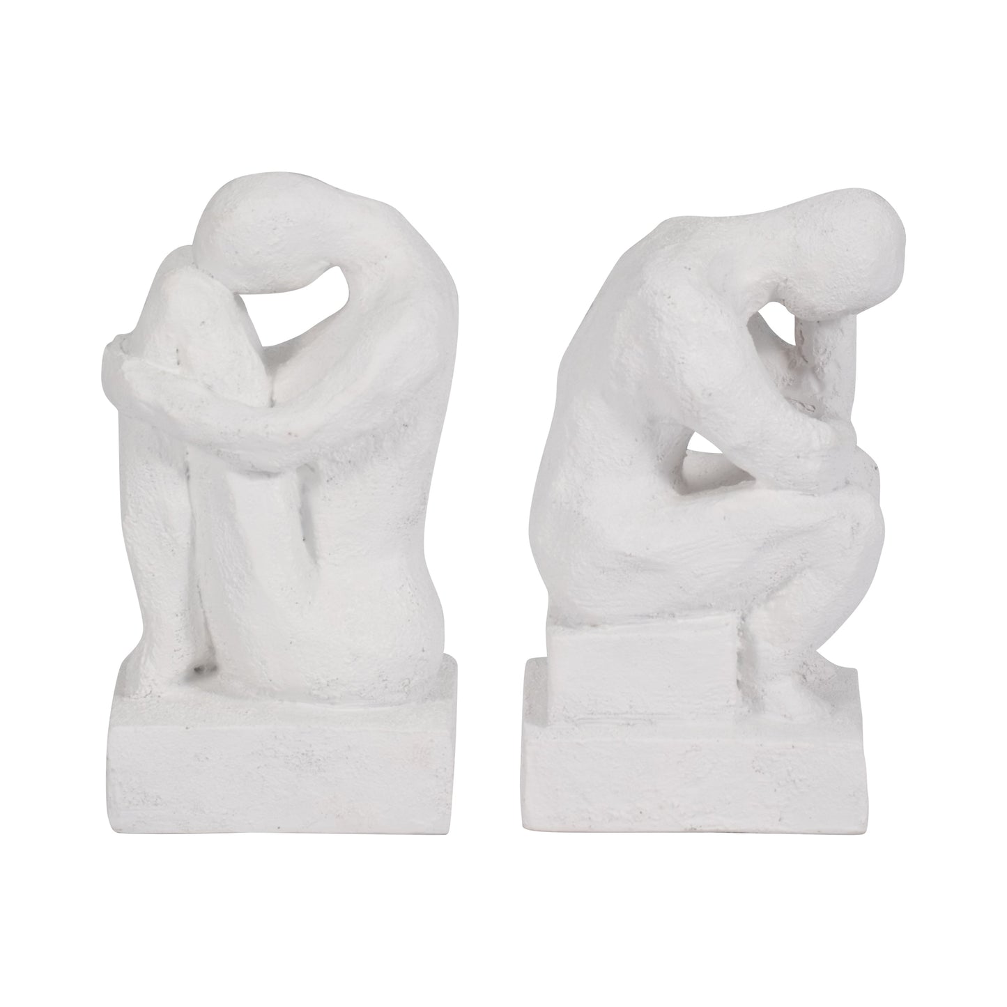 S/2 7" Thinking Man Bookends, White