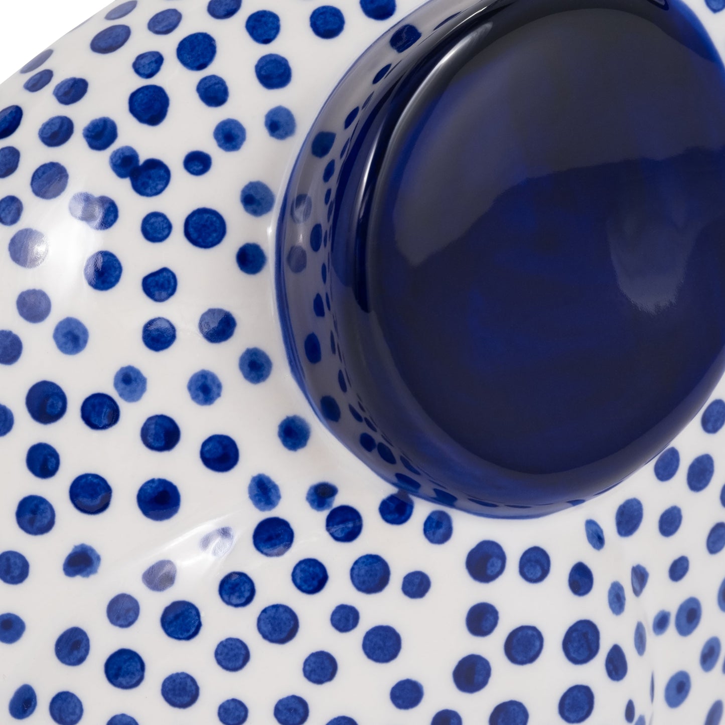 11" Hand Stamped Trunk Up Elephant, Blue/white