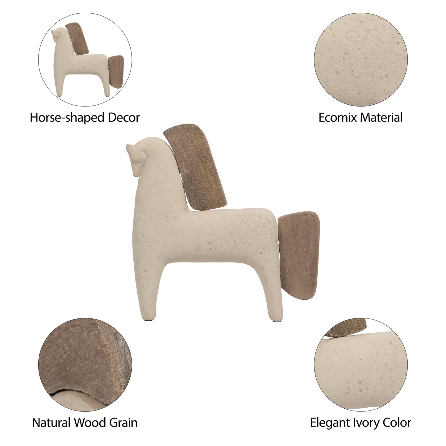 Ecomix, 14" Horse Deco, Ivory