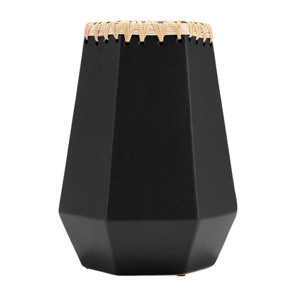 CER, 11"H VASE W/ WEAVING, BLACK