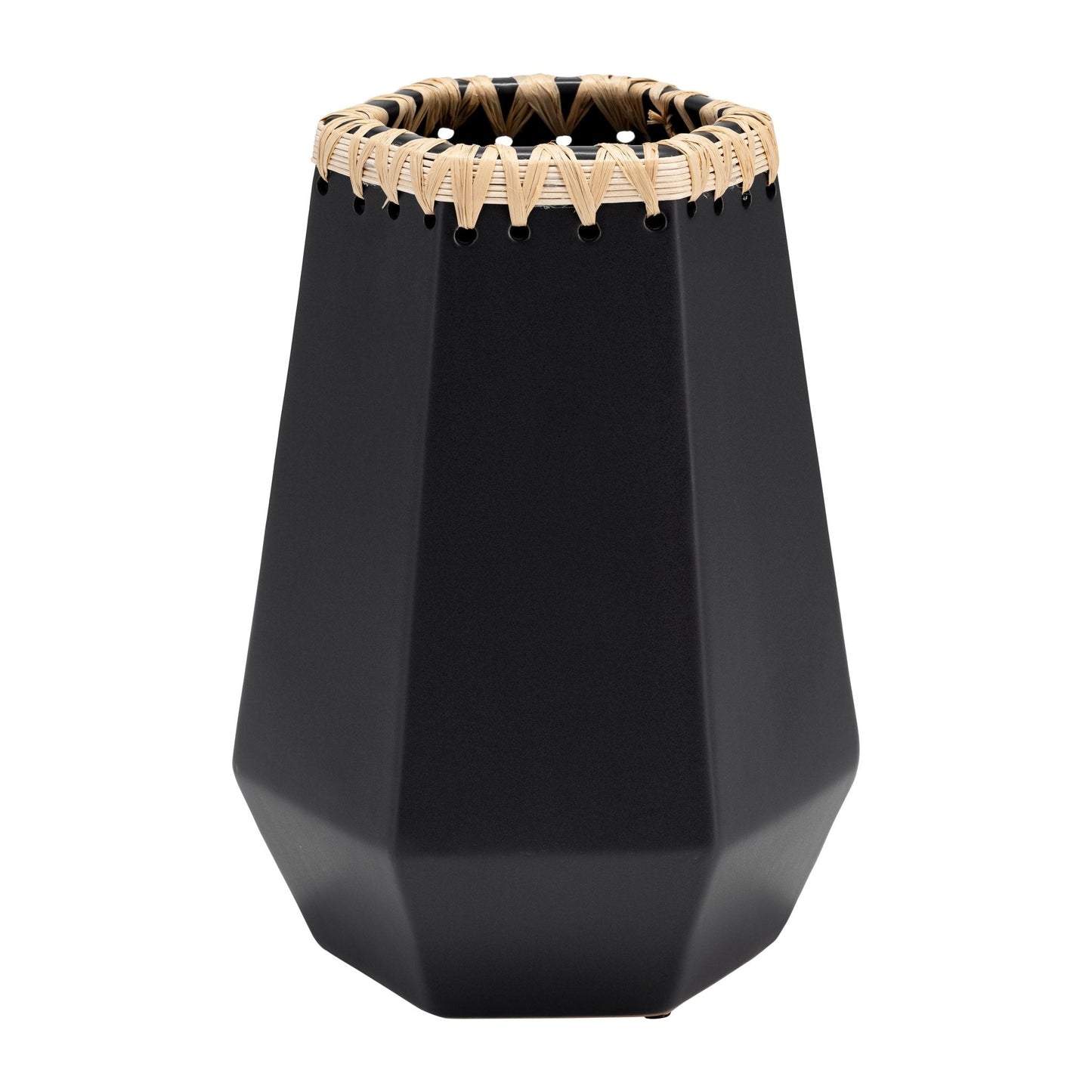CER, 11"H VASE W/ WEAVING, BLACK
