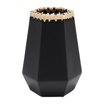 CER, 11"H VASE W/ WEAVING, BLACK