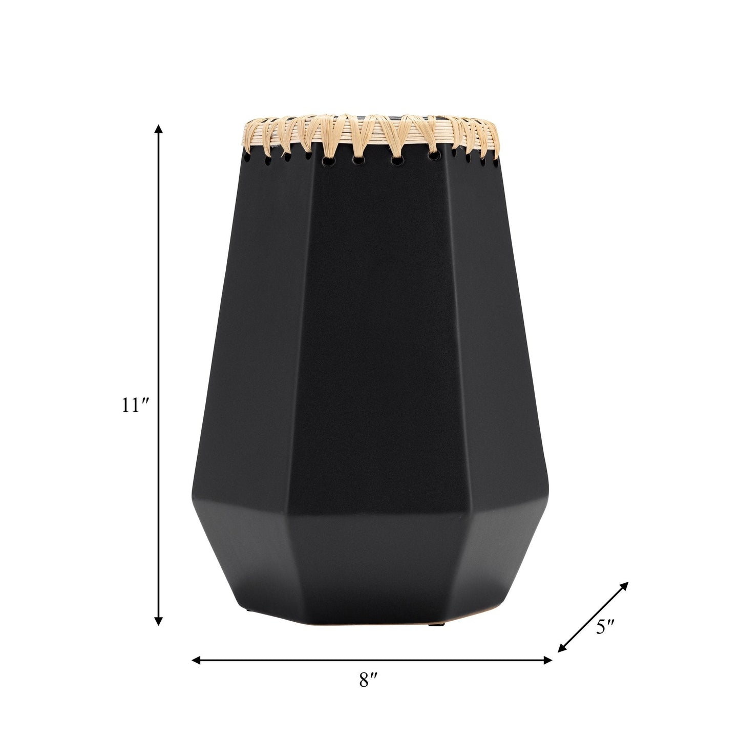 CER, 11"H VASE W/ WEAVING, BLACK