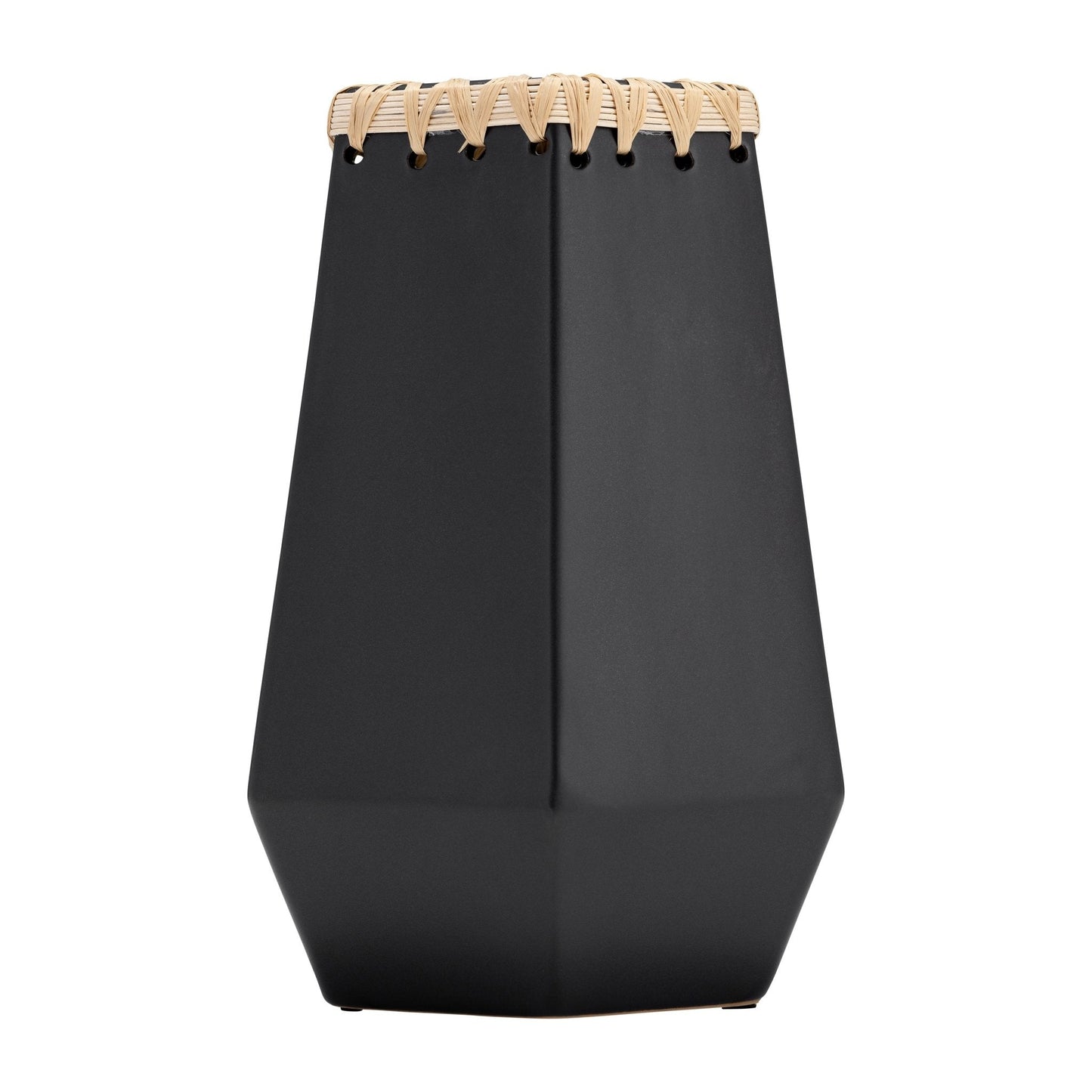 CER, 11"H VASE W/ WEAVING, BLACK