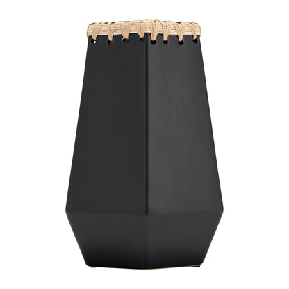 CER, 11"H VASE W/ WEAVING, BLACK