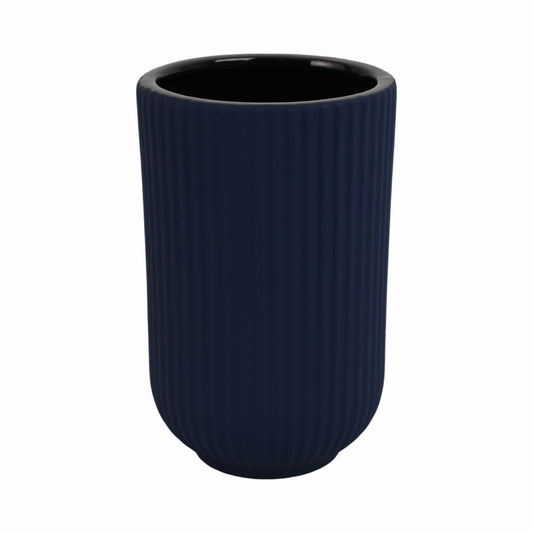 CER, 11"H RIDGED VASE, BLACK |17122-13