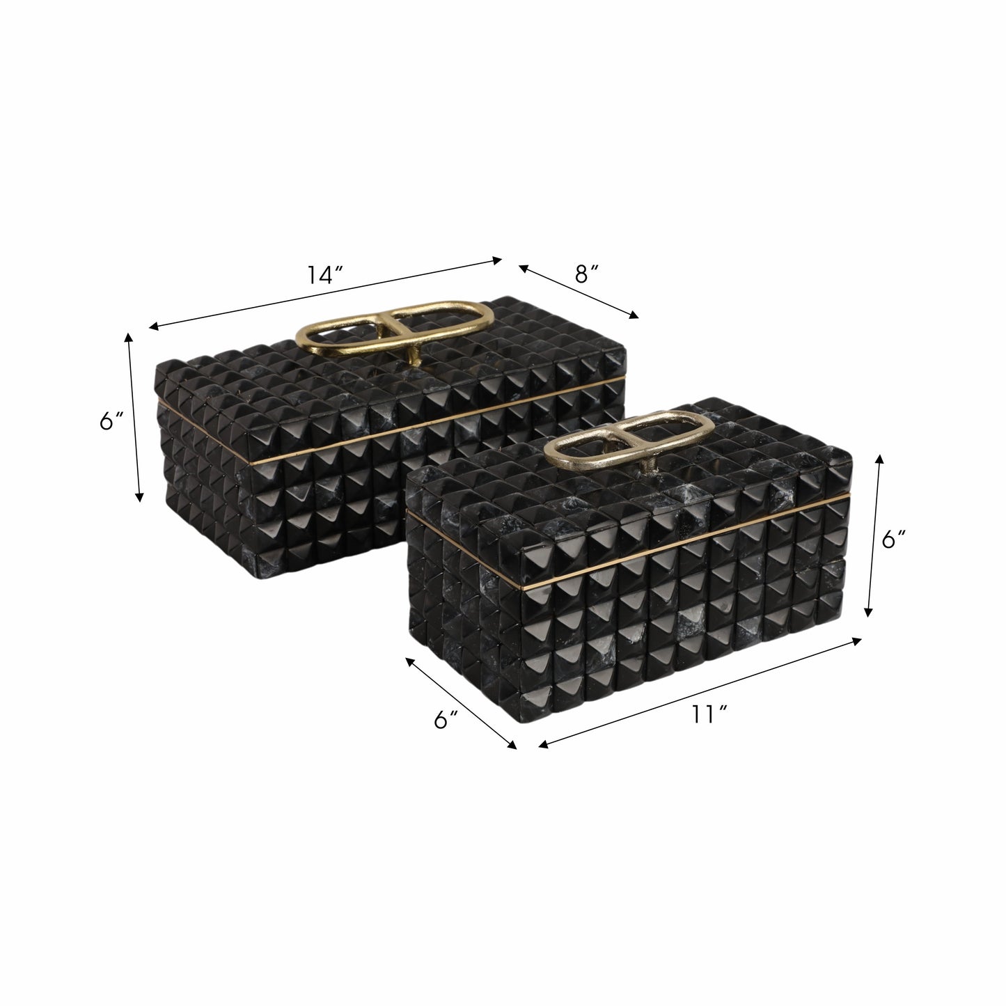 S/2 11/14" Bente Grey Resin Boxes