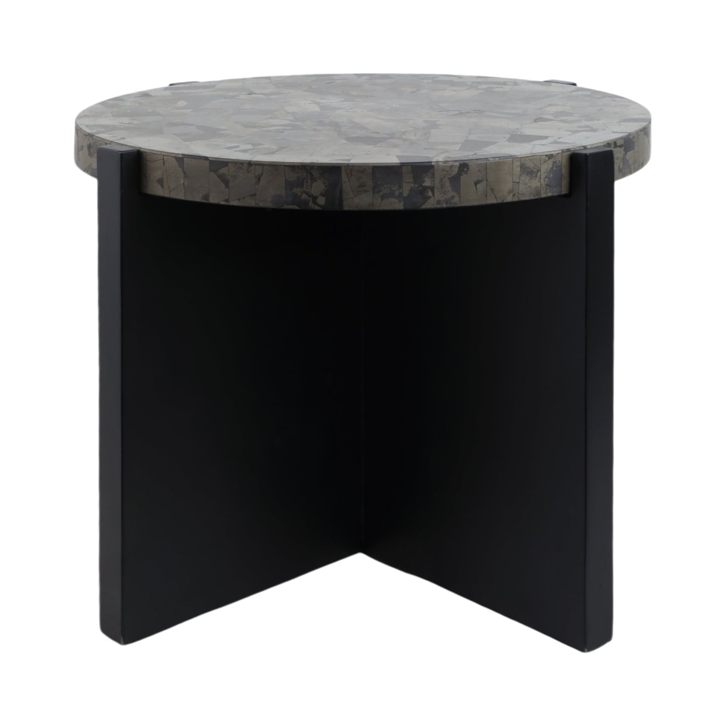 24"livio Pyrite Semi-precious Stne&wood Accent Tbl