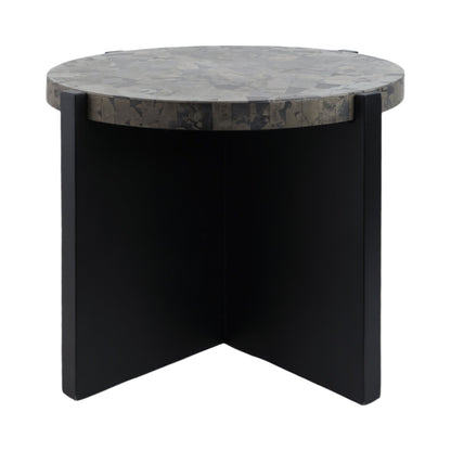 24"livio Pyrite Semi-precious Stne&wood Accent Tbl