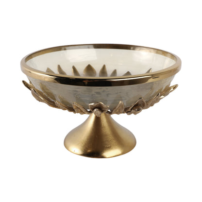 13" Eaves Glass And Metal Bowl