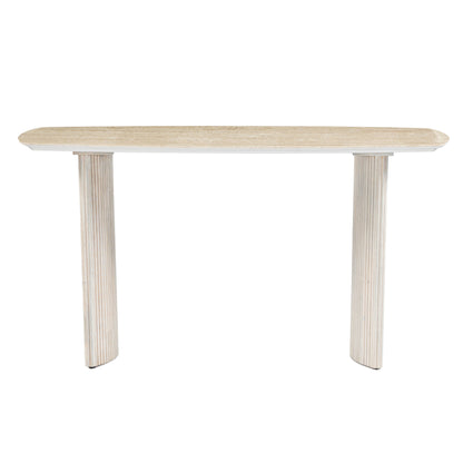 EV21206-03 |60"catalina Travertine&fluted Wood Console Tble/kd