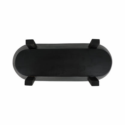 16" Footed Oval Bowl, Black