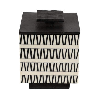 S/2 7/10" Gobiel Black & White Resin Boxes