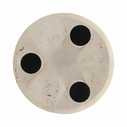 10" TRAVERTINE FOOTED BOWL, TAN