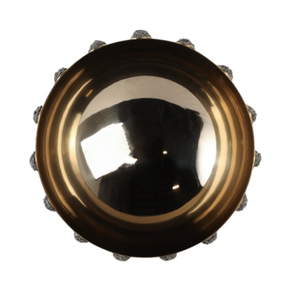 10" Adalyn Pyrite Stone And Steel Bowl