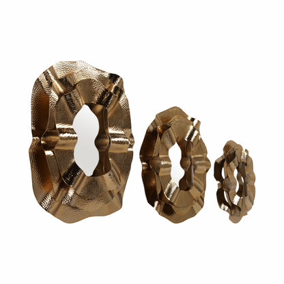 Metal, S/3 17/21/25" Sarasota Gold Mirrors