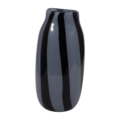 EV19436-03  14" CAHAN LARGE BLACK STRIPED VASE( Sagebrook Home  )