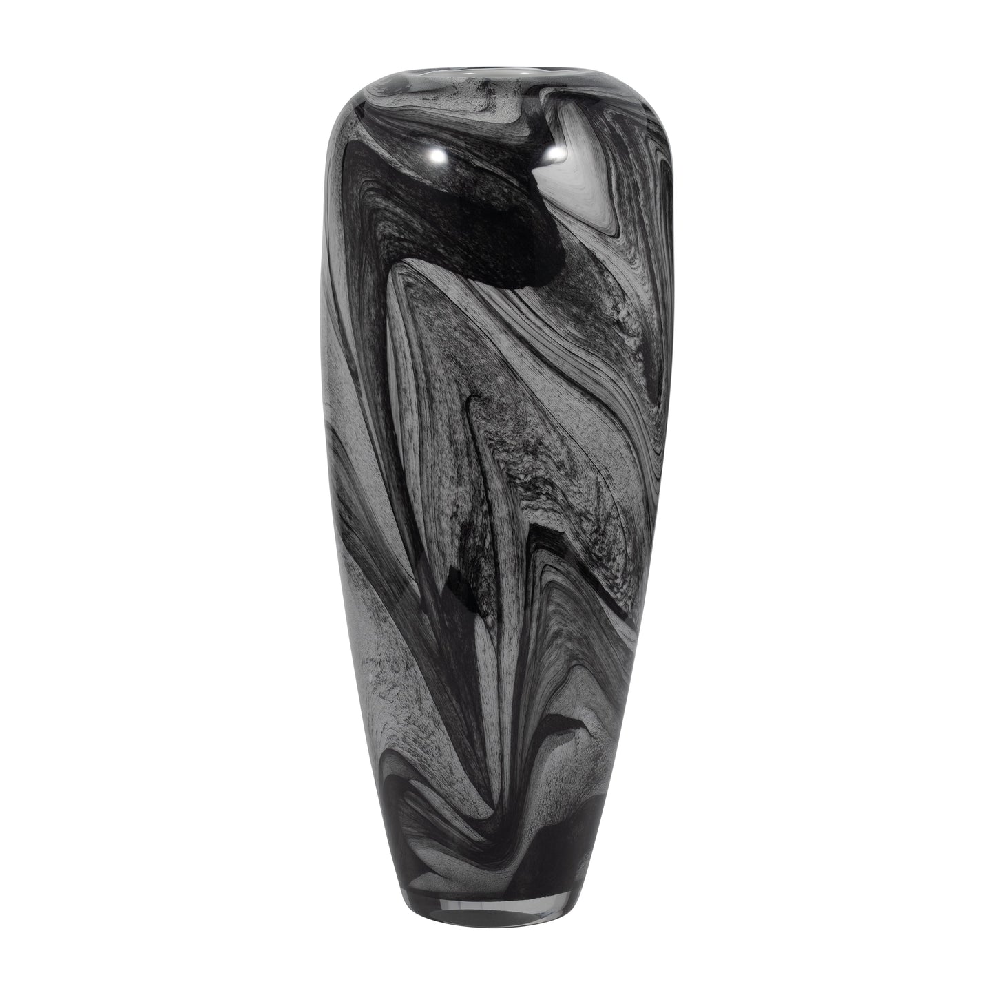 EV19691  12" KATRINA GRAY SWIRL SMALL GLASS VASE( Sagebrook Home  )