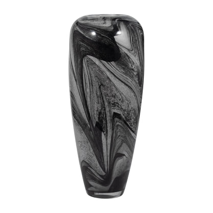 EV19691  12" KATRINA GRAY SWIRL SMALL GLASS VASE( Sagebrook Home  )