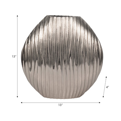 EV19178-02 |Metal, 13" Forli Medium Silver Vase