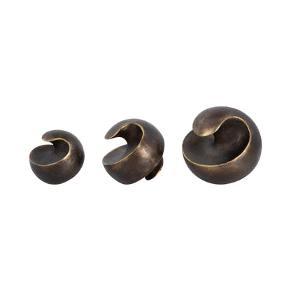 S/3 4/5/6" Kismet Spiral Deco Spheres, Bronze