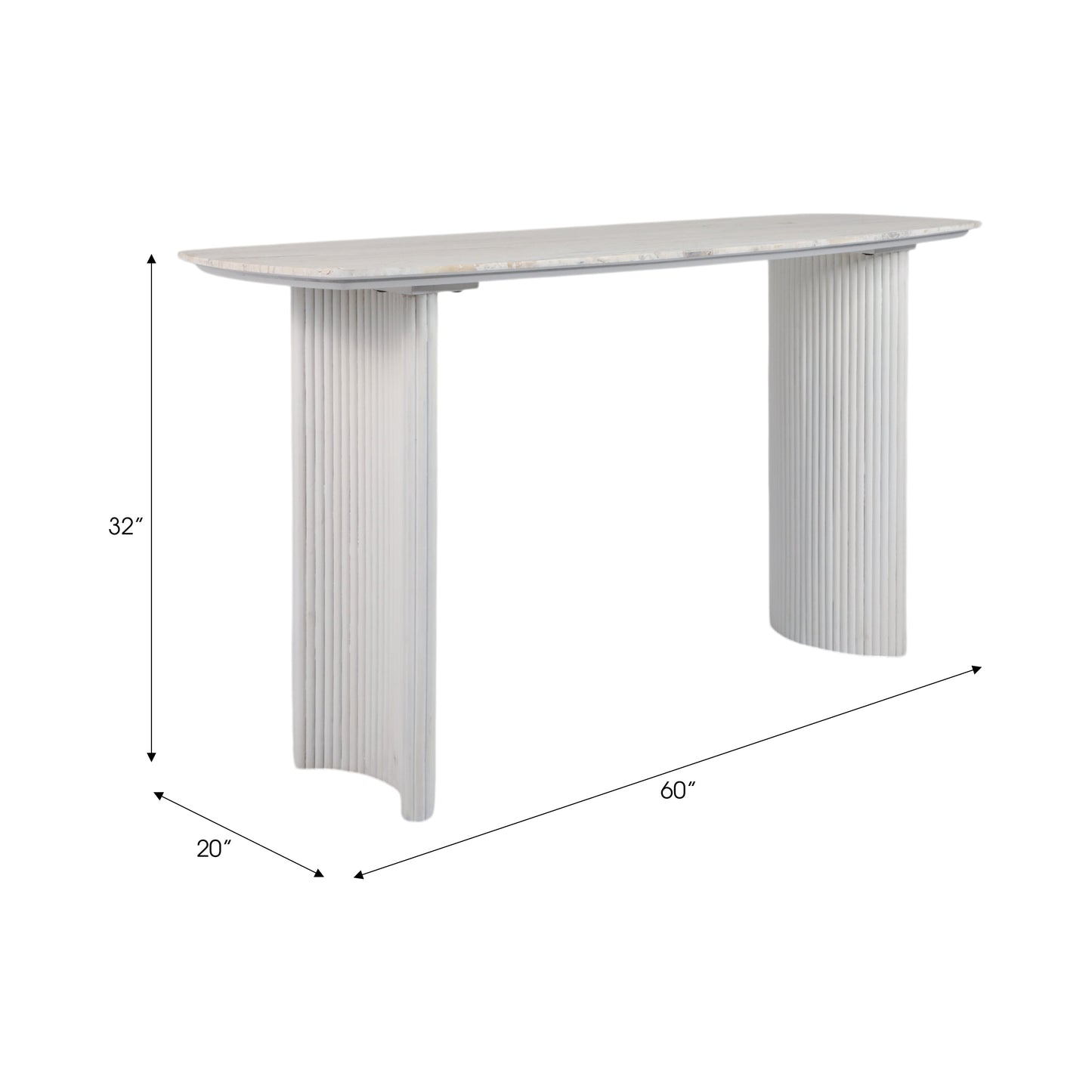 EV21206-03 |60"catalina Travertine&fluted Wood Console Tble/kd
