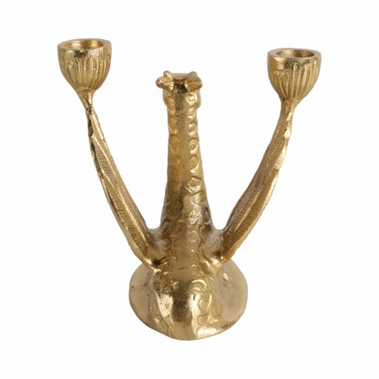 Metal, 6" Giraffe W/ Wings 2 Taper Candle Holder,