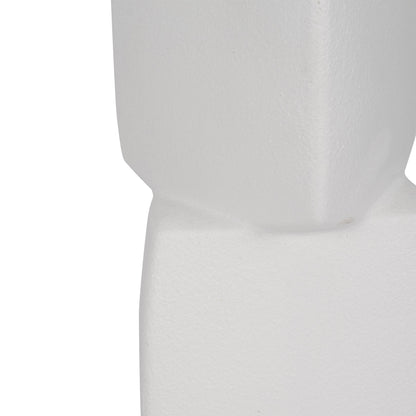 17" Stacked Triangle Rough Vase,ivory