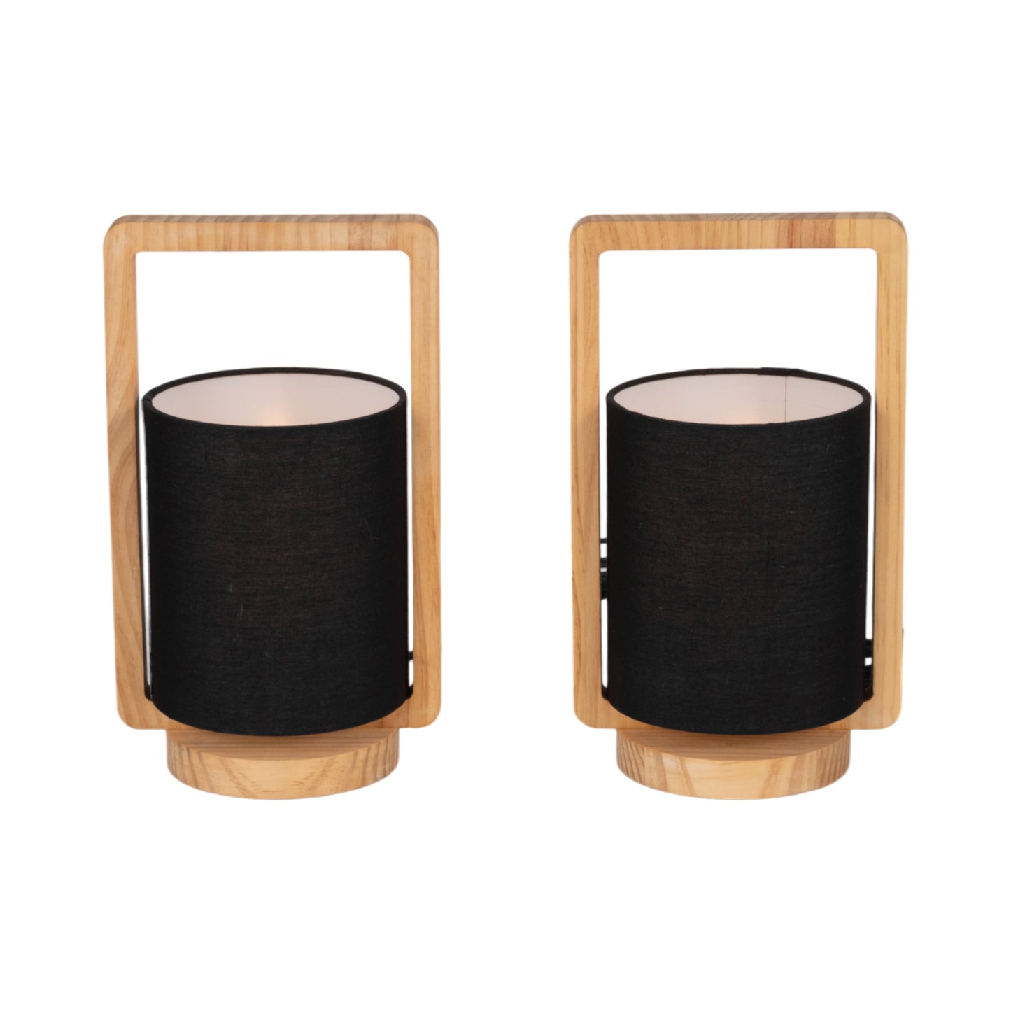 Wood,s/2,11"h, Cylndr Tbl Lmps,nature Wood/blk