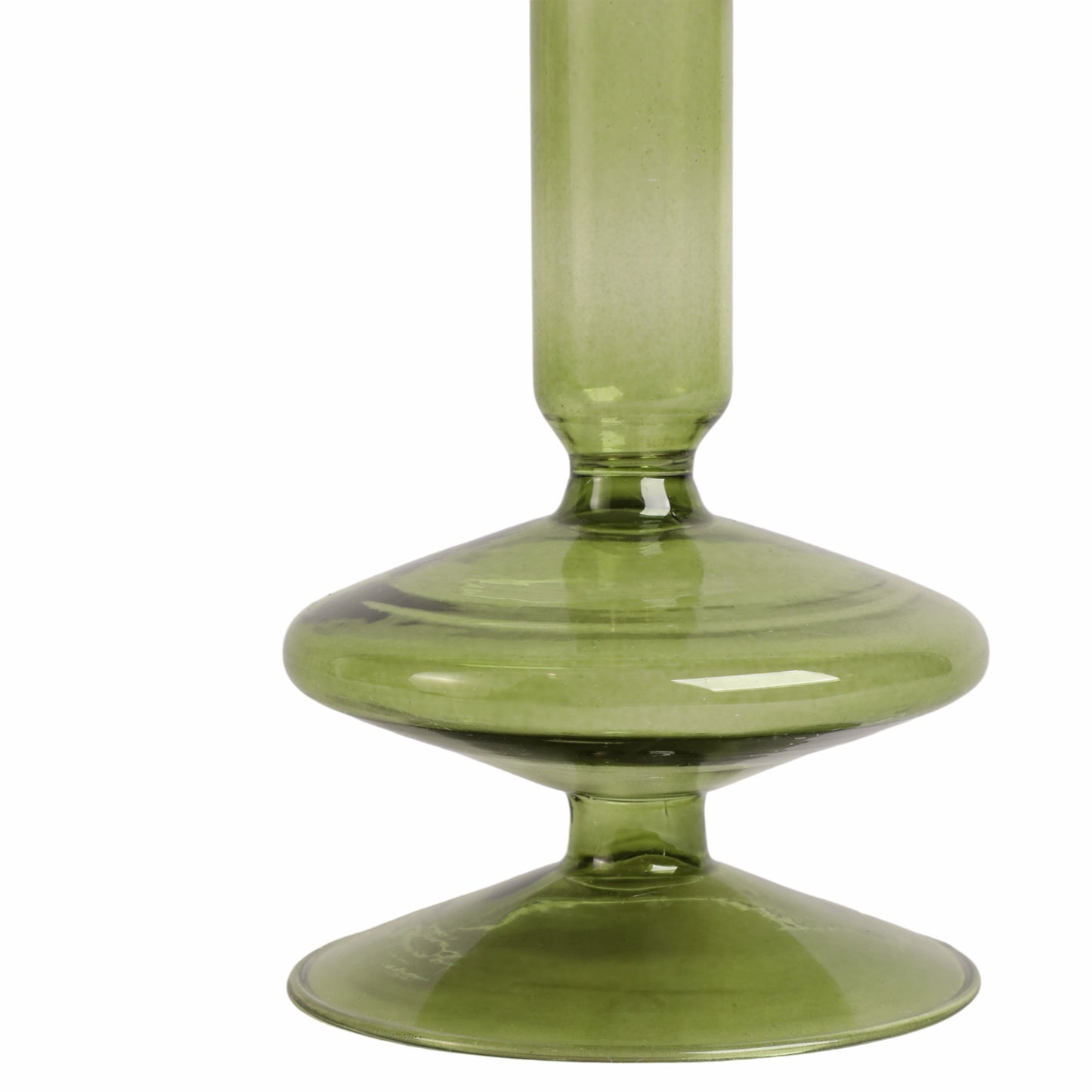 20118-19 |5" Vintage Glass Taper Candle Holder, Olive