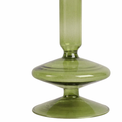 20118-19 |5" Vintage Glass Taper Candle Holder, Olive