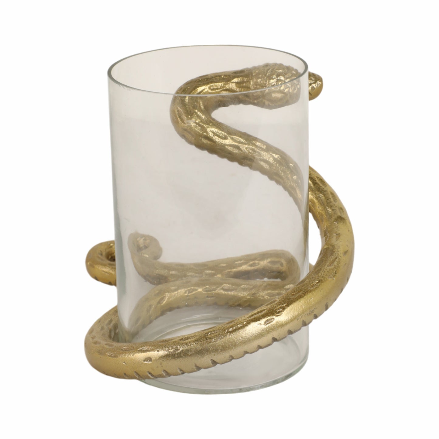 9" Snake Around Pillar Holder, Gold
